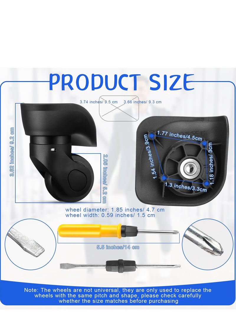SYOSI - 360 Luggage Swivel Wheels Replacement, Travel Suitcase Silent Wheel Repair Set, Replacement Left and Right Spare Part with Screw Mute Bearings Repair Set for Luggage Kits (4PCS Small) - Image 1