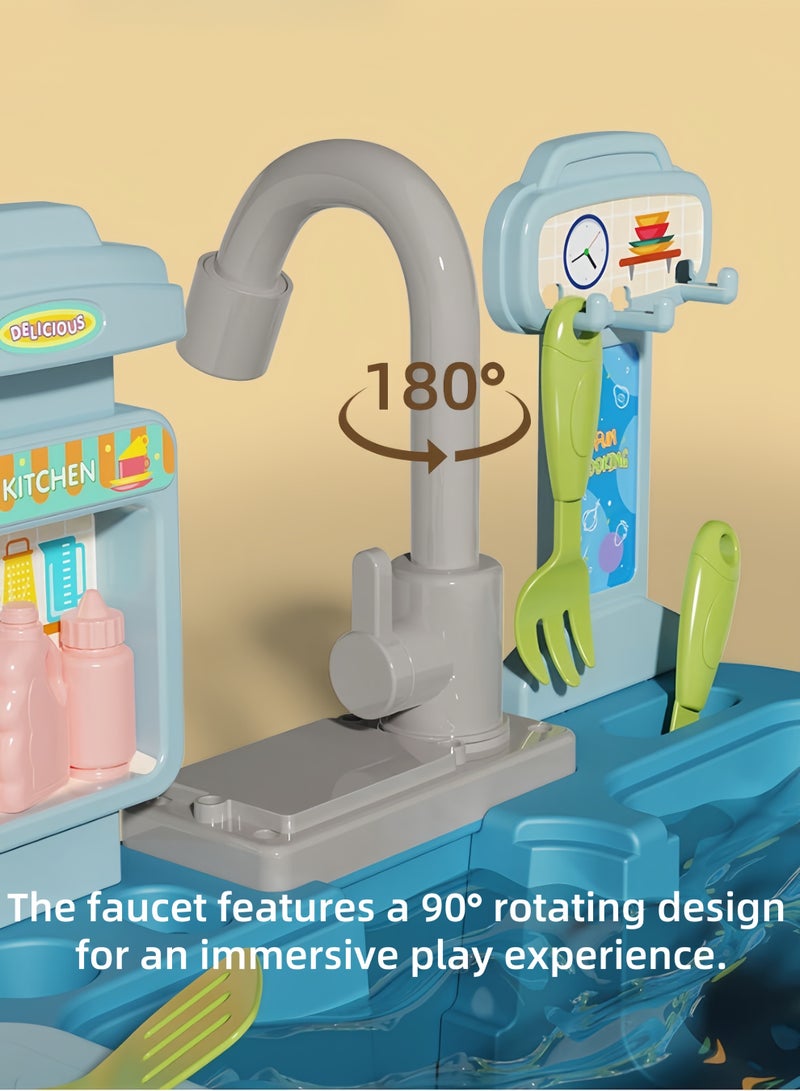 Kitchen Sink Toys, Wash Up Kids Kitchen Set Electric Dishwasher Playing Toy with Running Water Cycle System,Role Play Toy for Boys and Girls kids sink Toys - Image 5