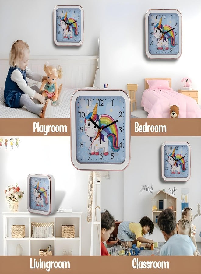 De'rons Analog Table Alarm Clock for Heavy Sleepers Alarm Clock for Study Table Funny Cute Unicorn Cartoon Poster Alarm Clock for Girls Kids Boys Bedroom 15 x 15 cm - Image 3