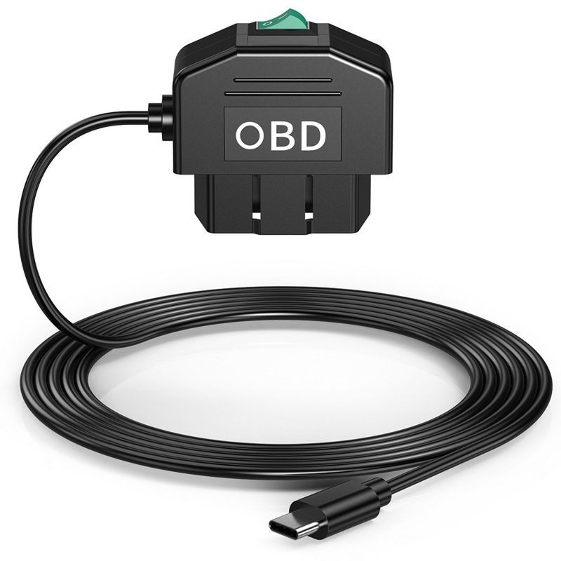 Dash Cam OBD Hardwire Kit 12-24V to 5V: Clean and Space Saving - Low Voltage Protection, 24-hour Parking Mode Switch for Car Dash Cams, GPS, Radar Devices - Image 1