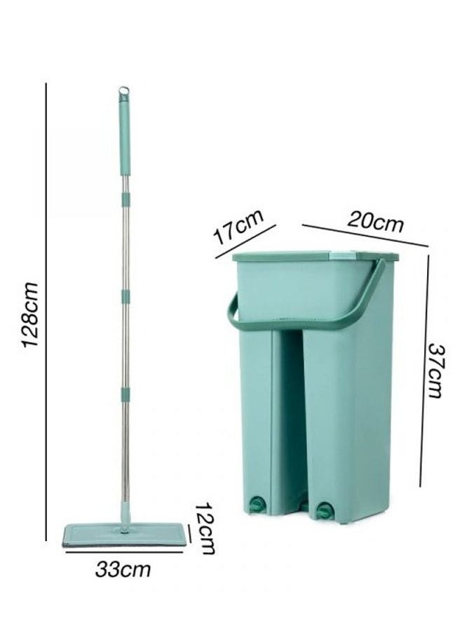 Scratch Flat Mop with Bucket for Floor Cleaning Mop 360 Flexible Multipurpose Home and Office Cleaning with 2 Microfiber Pads Stainless Steel Handel with Bucket  - Image 3