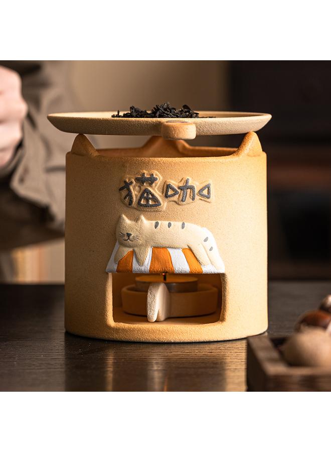 Bluejw Cat Cafe Warm Tea Oven Candle Heating Crude Pottery Tea Oven Suit Indoor Household Tea Antifragrance Dry Baking Oven - Image 4