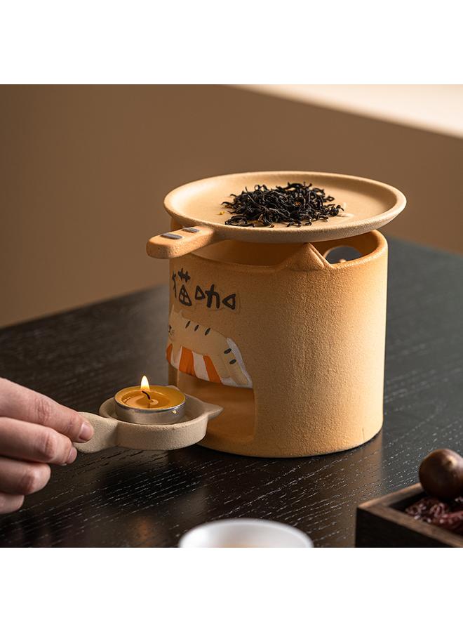 Bluejw Cat Cafe Warm Tea Oven Candle Heating Crude Pottery Tea Oven Suit Indoor Household Tea Antifragrance Dry Baking Oven - Image 2