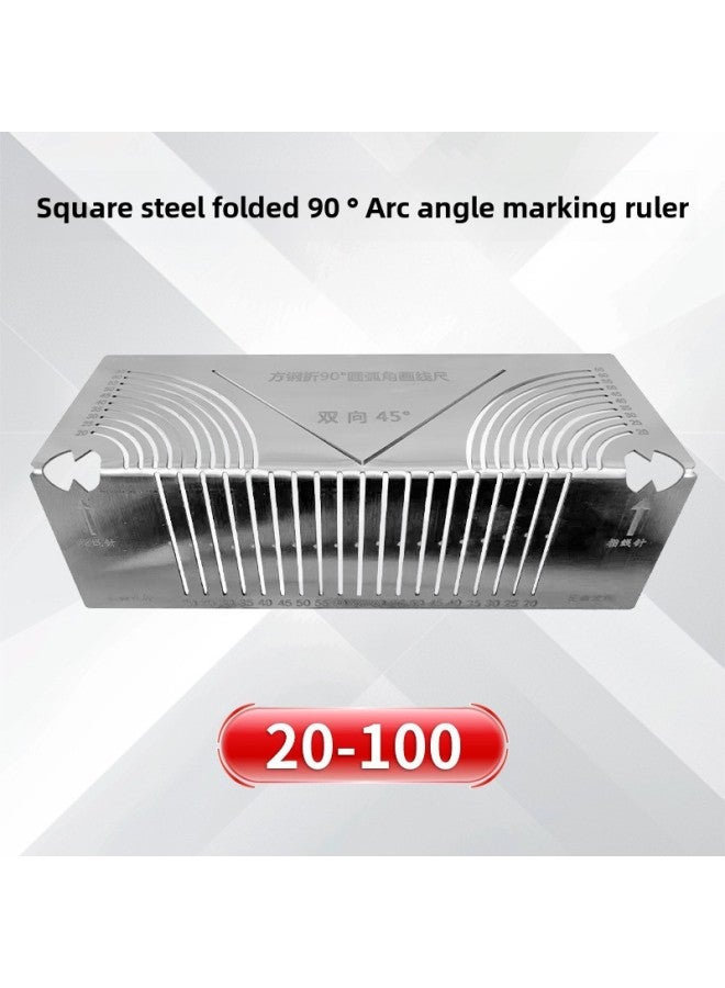 Square Tube Folding Round Foot Square Steel Folding 90 Degree Arc Angle Drawing Line Ruler Square Tube Changing Right Angle Arc Multi-function Marking Special-Model:Square Tube Folding Ruler - Image 3