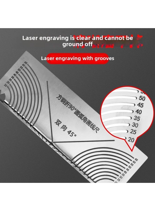Square Tube Folding Round Foot Square Steel Folding 90 Degree Arc Angle Drawing Line Ruler Square Tube Changing Right Angle Arc Multi-function Marking Special-Model:Square Tube Folding Ruler - Image 5