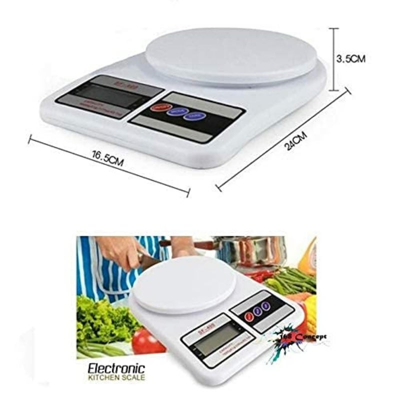 IONIX Weighing Machine for Food Capacity 10Kg Weight Machine for Kitchen Weighing Scale Kitchen Scale for Home Shop Personal Weight Measurement with LCD Display SF400 White - Image 2
