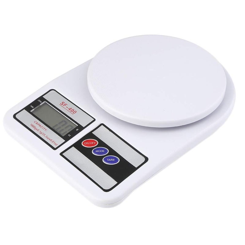 IONIX Weighing Machine for Food Capacity 10Kg Weight Machine for Kitchen Weighing Scale Kitchen Scale for Home Shop Personal Weight Measurement with LCD Display SF400 White - Image 3