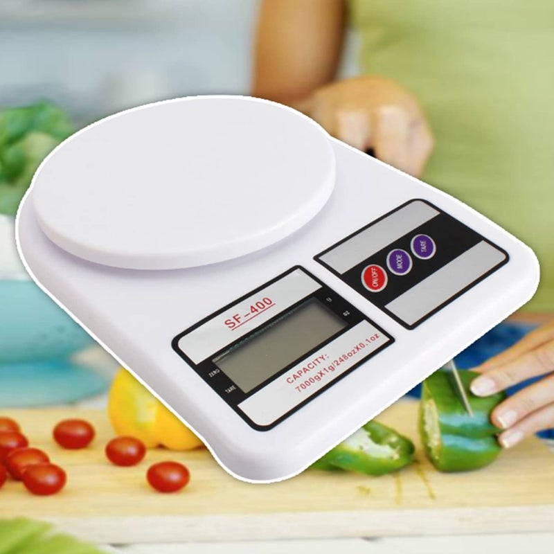 IONIX Weighing Machine for Food Capacity 10Kg Weight Machine for Kitchen Weighing Scale Kitchen Scale for Home Shop Personal Weight Measurement with LCD Display SF400 White - Image 4