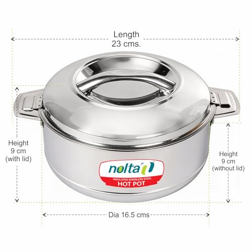 Nolta Classy Roti Casserole (1L) Hot Pot Stainless Steel, 1yr Replace Guarantee, ISO Certified, Food Grade, Longer Food Storage with Double Walled Food Warmer (Silver) - Image 2