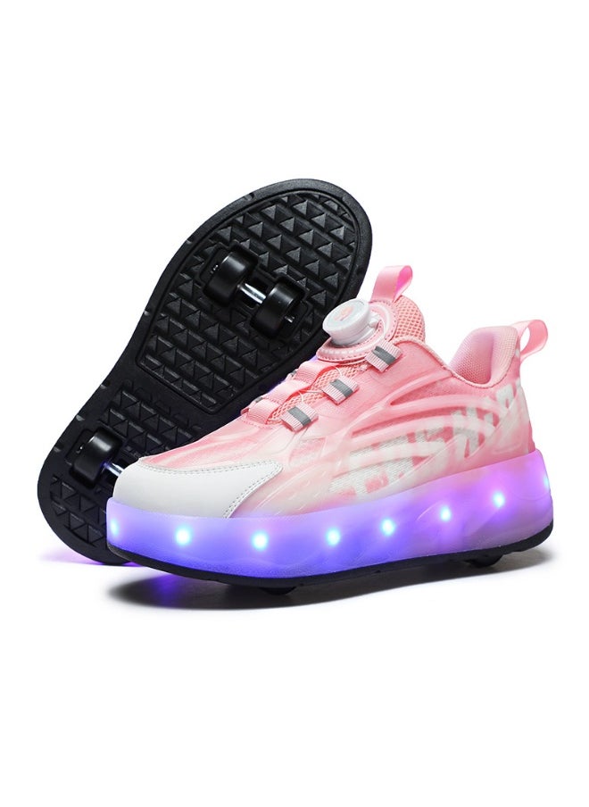 NIBEMINENT Kids Roller Skates Shoes 4 Wheels Roller Shoes Boys Girls Wheel Shoes Roller Sneakers Shoes for Beginner More Balanced  - Image 1