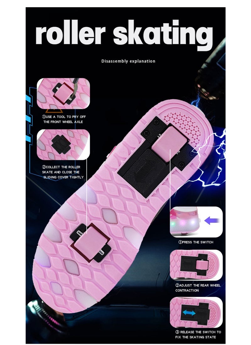 NIBEMINENT Kids Roller Skates Shoes 4 Wheels Roller Shoes Boys Girls Wheel Shoes Roller Sneakers Shoes for Beginner More Balanced  - Image 2