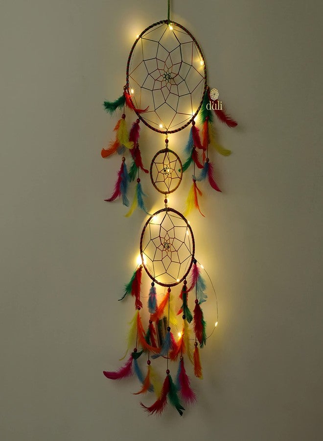 DULI Dream Catcher with Lights, Home Decor, Handmade Dreamcatcher for Bedroom, Balcony, Garden Bedrooms, Party, Cafe,Home Wall,Hanging Design, Height76cm,Dream Catchers (DC30withLight: Multi) - Image 2