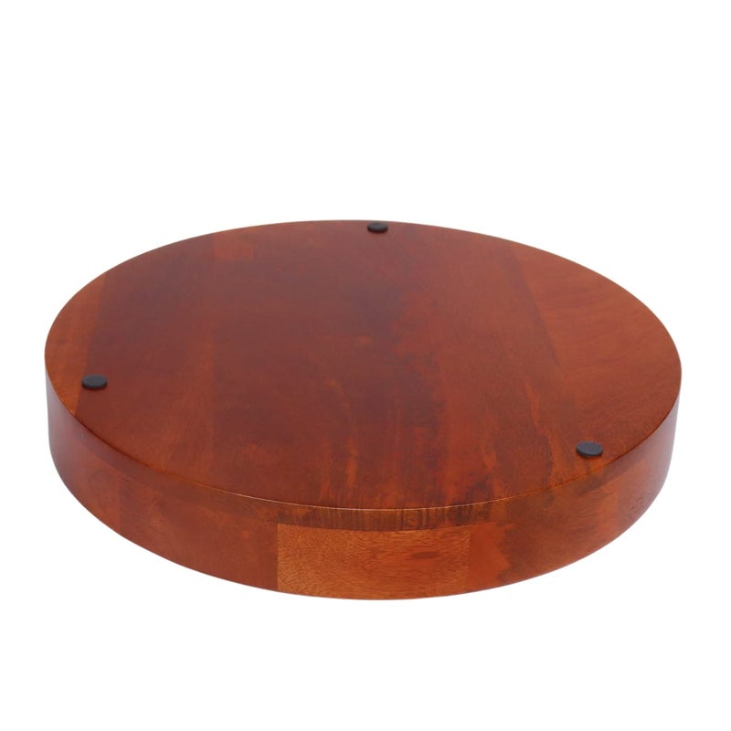 loosebucketHandcrafted Natural Finish Round Wooden Serving Tray Decorative Items for Kitchen Decor Tray for Kitchen Organizer Wooden Serving Platter 1 Pc 405 x 405 x 5 cm Brown - Image 5
