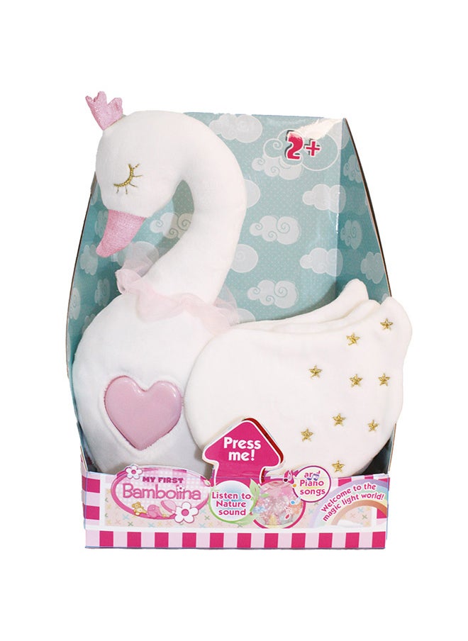 Bambolina Plush Swan With Light And Classic Music - 28 Cm - For Age 2+ Years Old 