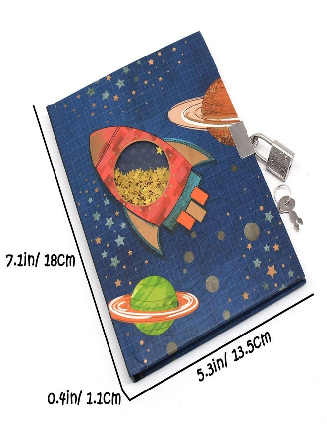 GINMLYDA Boys Diary with Lock for Kids, Spacecraft Diaries 7.1x5.3 160 Pages Kids Journals for Boys with Lock Secret Cute Notebooks for Kids Writing Drawing Gifts for Boys Age 5-10 Years Old - Image 5