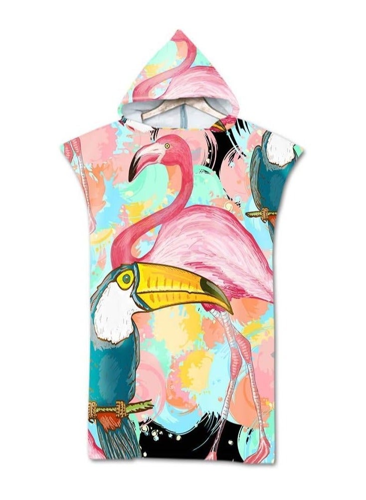 DUNISO Printed Swim Towel Hooded Surf Poncho, Large Microfiber Changing Robe Bathing Hooded Compact Blanket With Hood, Suitable For Aldult Woman And Man - Image 1