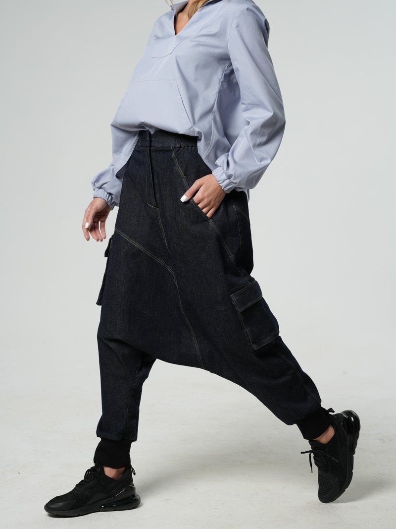 Metamorphoza Denim Harem Pants - Image 4