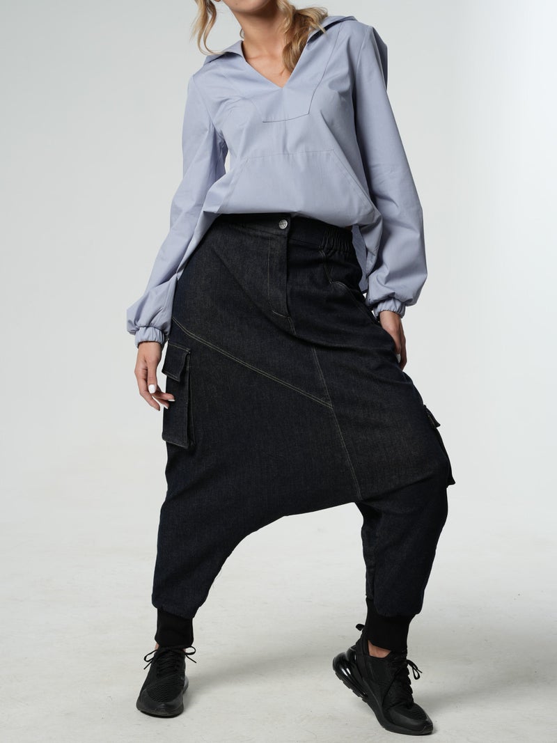 Metamorphoza Denim Harem Pants - Image 1
