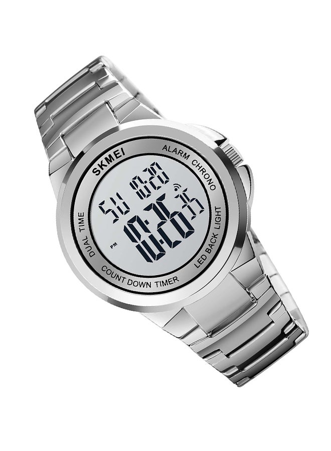 Men's Fashion Digital Stainless Steel Waterproof Wrist Watch 2171SIWT - Image 5