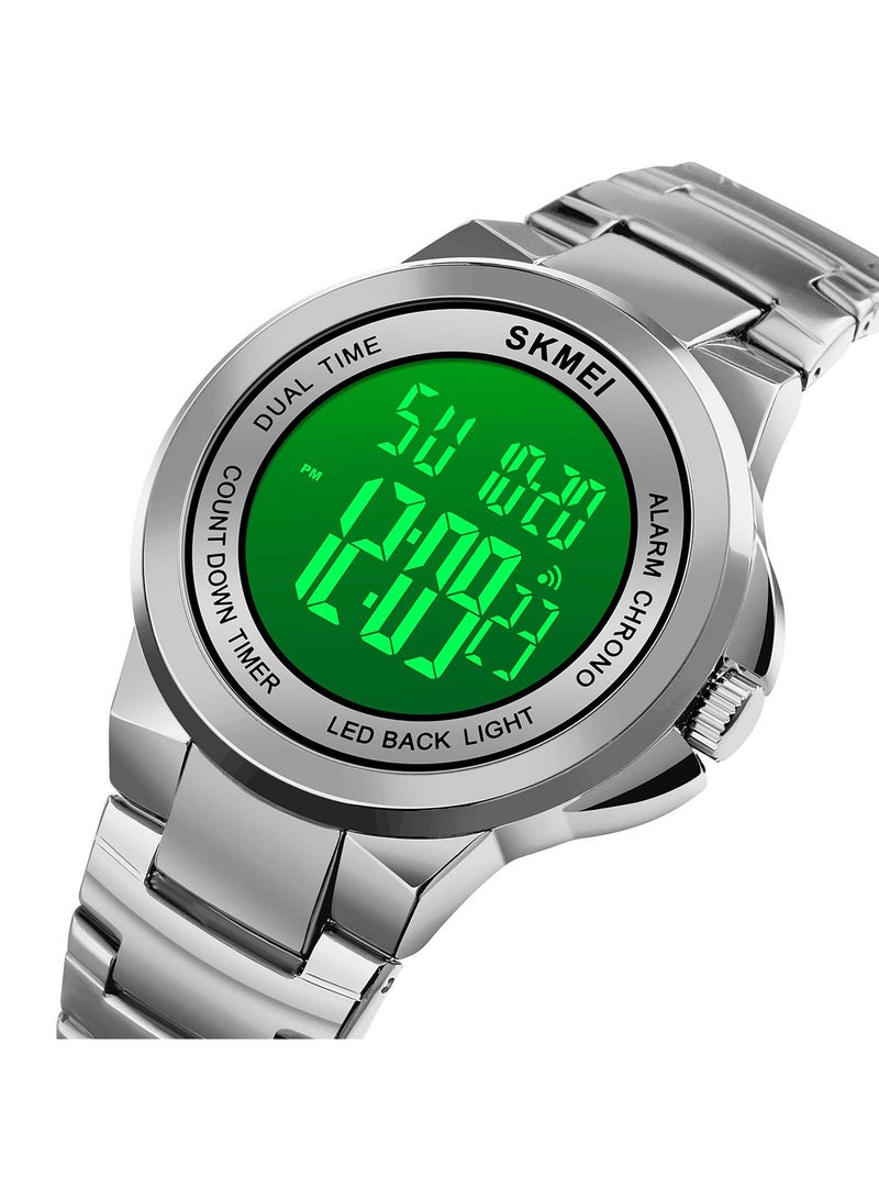 Men's Fashion Digital Stainless Steel Waterproof Wrist Watch 2171SIWT - Image 4