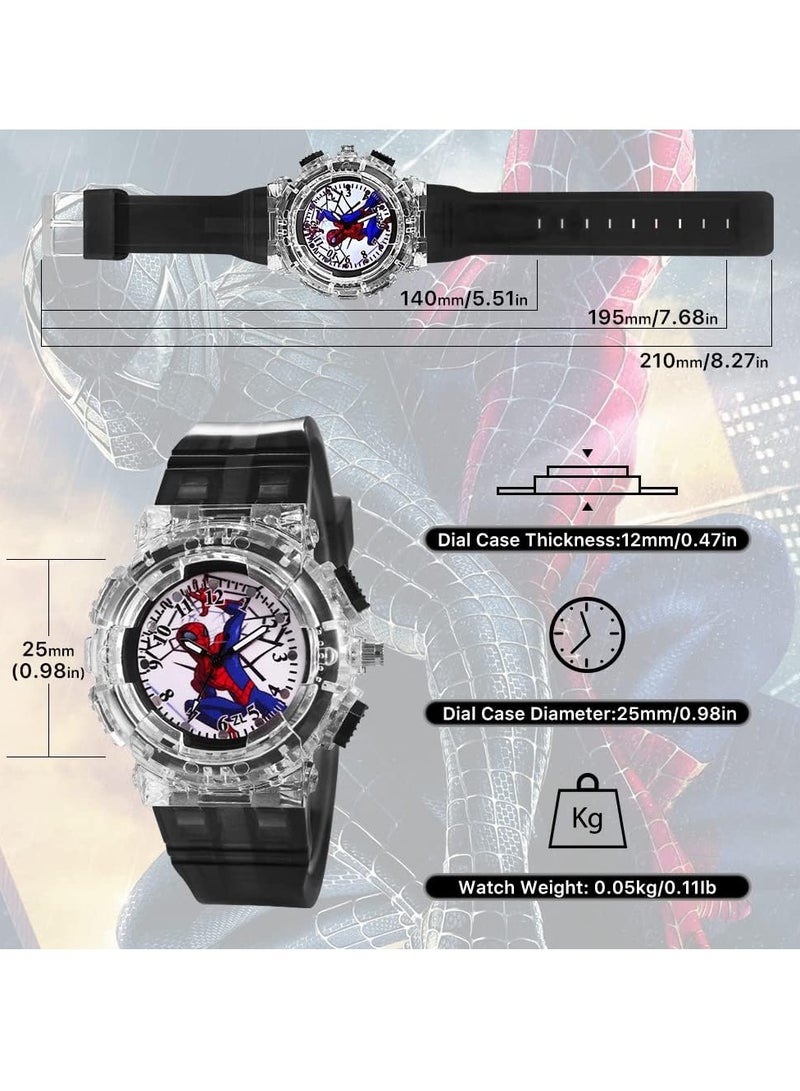 KASTWAVE Spider-Man Watch for Kids, Superhero Kids Analog Watch, Adjustable Strap Learning Time Kids Wrist Watch with 3 Colors Flashing, Soft Silicone Strap, Fun Time-Telling for Toddlers, Boys, Girls Light - Image 4