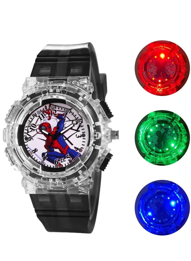 KASTWAVE Spider-Man Watch for Kids, Superhero Kids Analog Watch, Adjustable Strap Learning Time Kids Wrist Watch with 3 Colors Flashing, Soft Silicone Strap, Fun Time-Telling for Toddlers, Boys, Girls Light - Image 1
