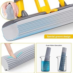 Calyrex Butterfly Mop PVA Mop Super Absorbent Sponge Mops for Floor Cleaning Stainless Steel Handle 13 PVA Sponge Home Office Universal Cleaning Squeeze mop - Image 3