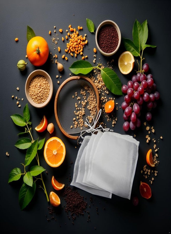 PurYupearl قطع من أكياس تصفية النايلون الأبيض - شبكة دقيقة - لتحضير البيرة والنبيذ وعصير التفاح والتخمير الجاف، وفلاتر وتصفية البيرة وصنع النبيذ في المنزل (6 × 7.8 بوصة (العرض × الارتفاع)) - Image 2