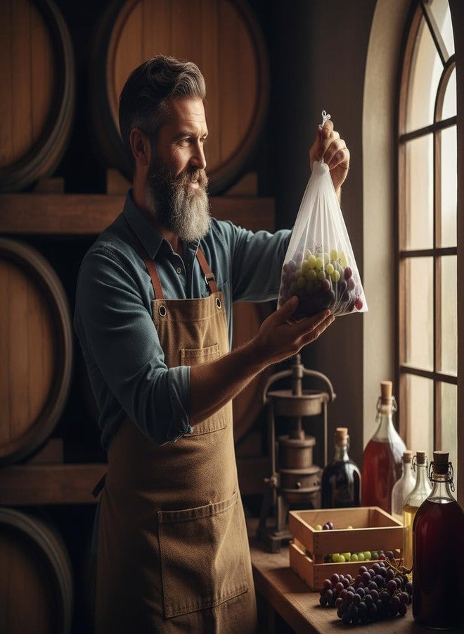 PurYupearl قطع من أكياس تصفية النايلون الأبيض - شبكة دقيقة - لتحضير البيرة والنبيذ وعصير التفاح والتخمير الجاف، وفلاتر وتصفية البيرة وصنع النبيذ في المنزل (6 × 7.8 بوصة (العرض × الارتفاع)) - Image 5