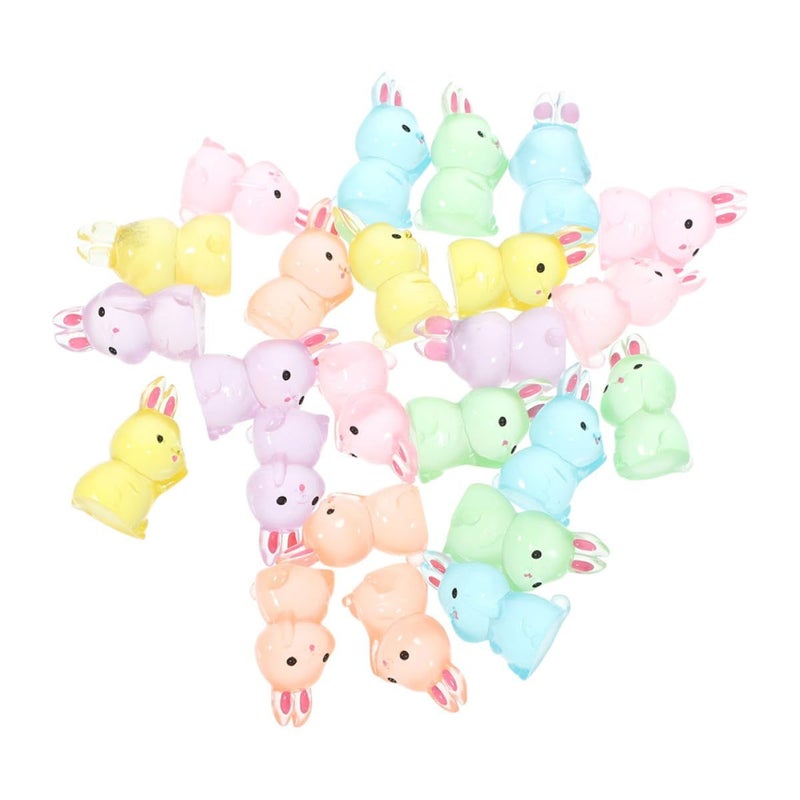 Glowing Resin Rabbit Figurines For Fairy Garden Terrarium Decoration 24pcs Random Color - Image 2