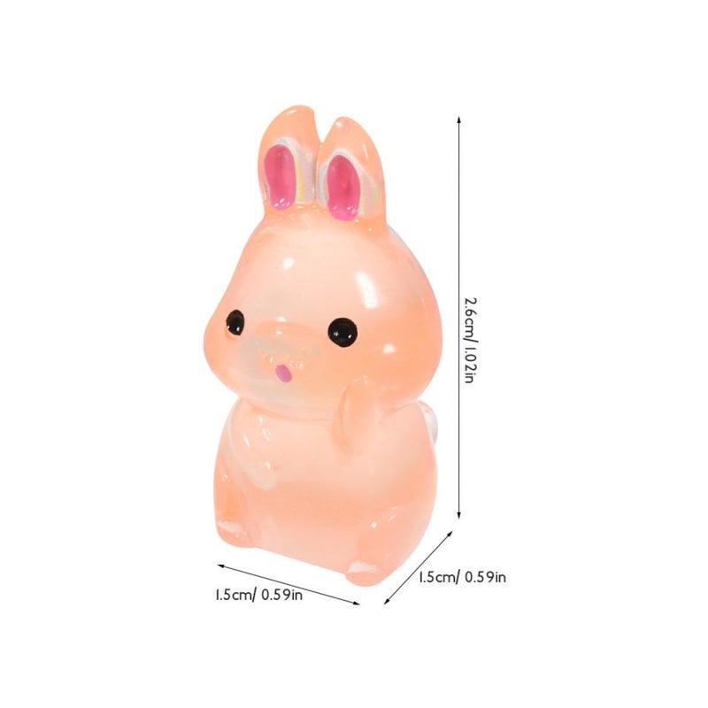 Glowing Resin Rabbit Figurines For Fairy Garden Terrarium Decoration 24pcs Random Color - Image 3