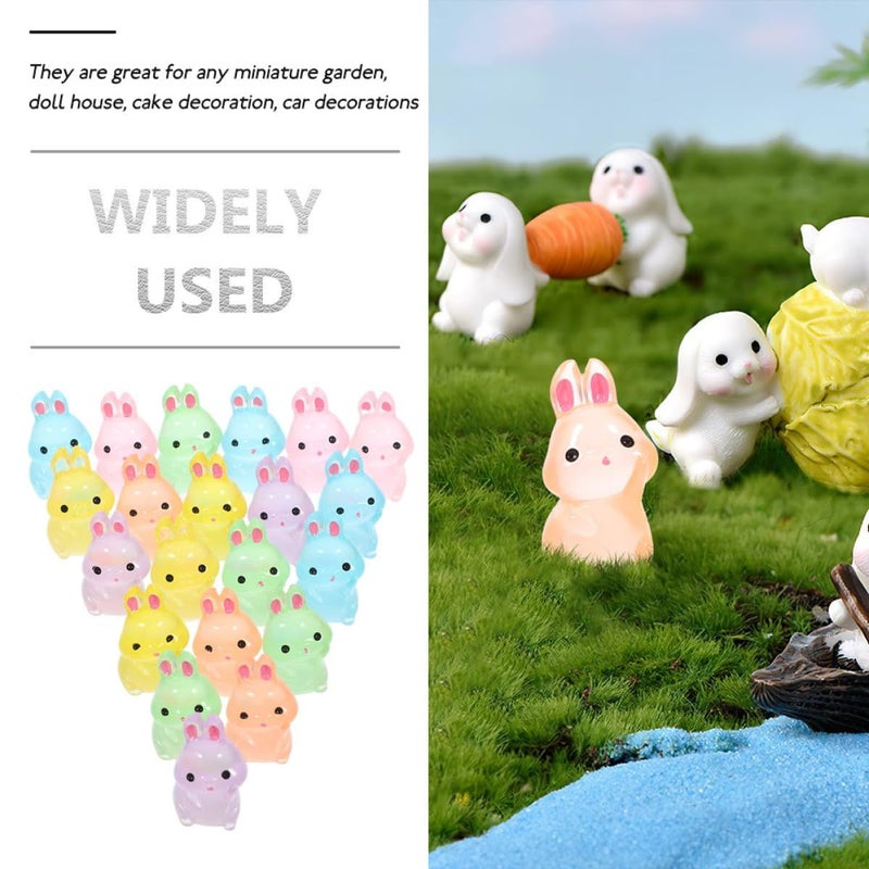 Glowing Resin Rabbit Figurines For Fairy Garden Terrarium Decoration 24pcs Random Color - Image 4