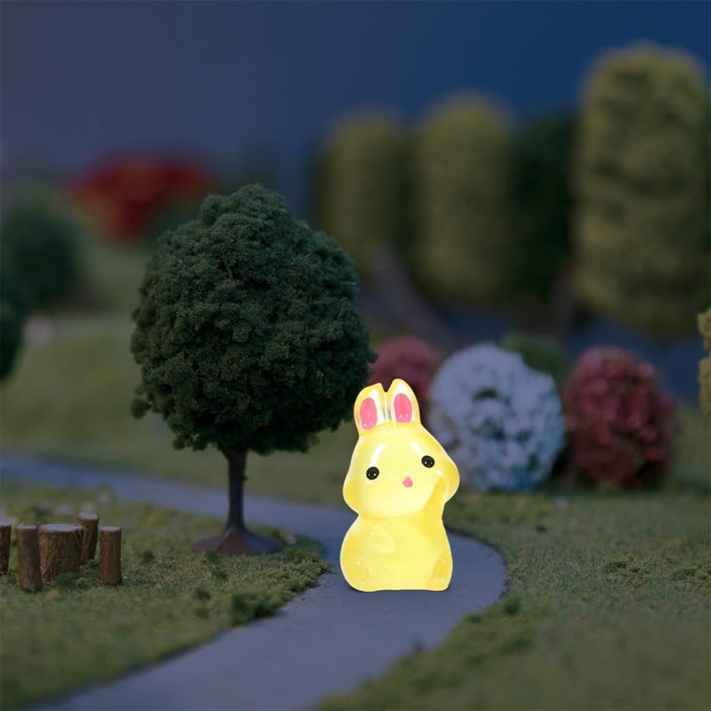 Glowing Resin Rabbit Figurines For Fairy Garden Terrarium Decoration 24pcs Random Color - Image 5