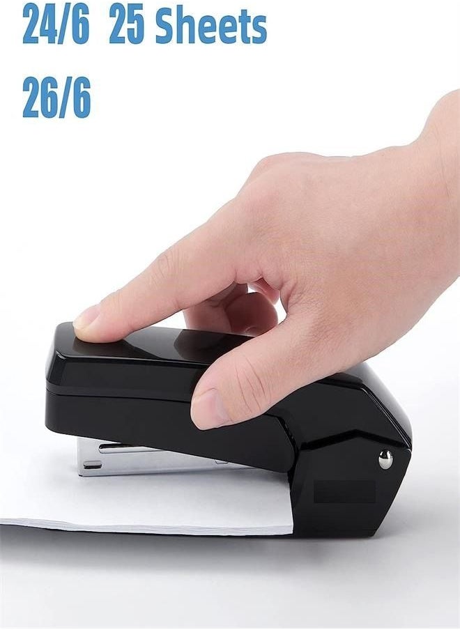 Swing-Arm Swivel Stapler, 25 Sheets Capacity, 360 Degree Rotate Desk Staplers for Booklet or Book Binding, Black