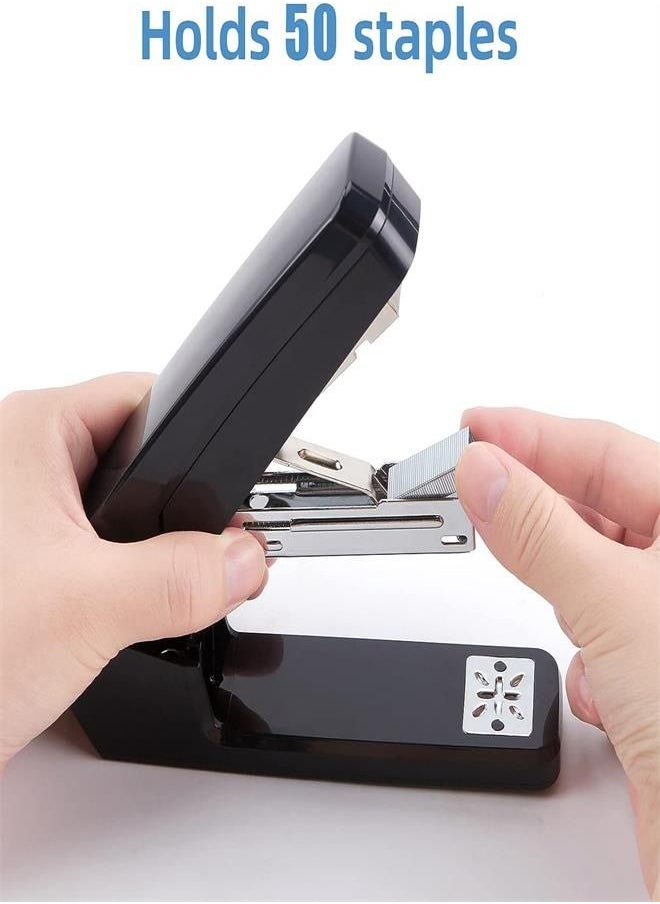 Swing-Arm Swivel Stapler, 25 Sheets Capacity, 360 Degree Rotate Desk Staplers for Booklet or Book Binding, Black
