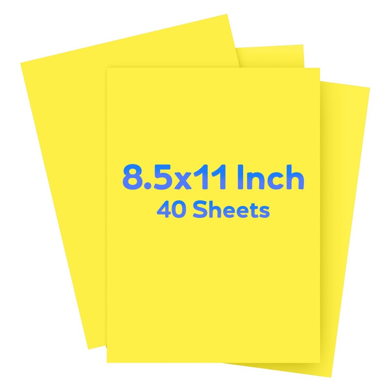 Vishoitty Lemon Yellow Cardstock 8.5 x 11, Bright Color Paper, 40 Sheets Yellow Paper, Colored Cardstock for Invitations, Art, Drawing, Menus, DIY Cards, Tags, Crafts Certificates, School, Office Printing - Image 1