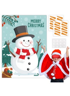 Christmas Party Games for Kids, Pin Your Nose on the Festival Snowman, with Festival Snowman Poster, Festival Carrot Sticker Mask for Festival Theme Party.