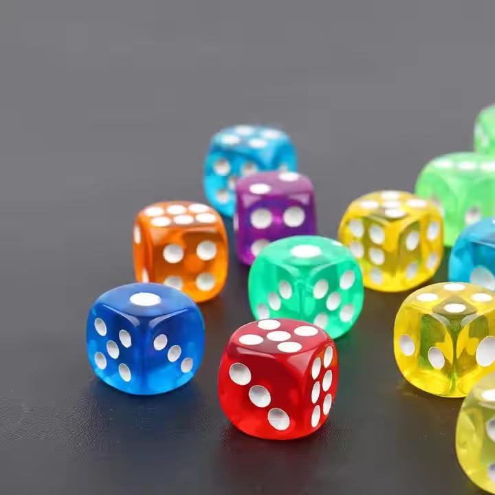 MSTY iSHARAA Pack of 30 DICE Six Sided D6 Dice for Playing Board Game and Poker Chip Set Game Transparent Dice - Image 2