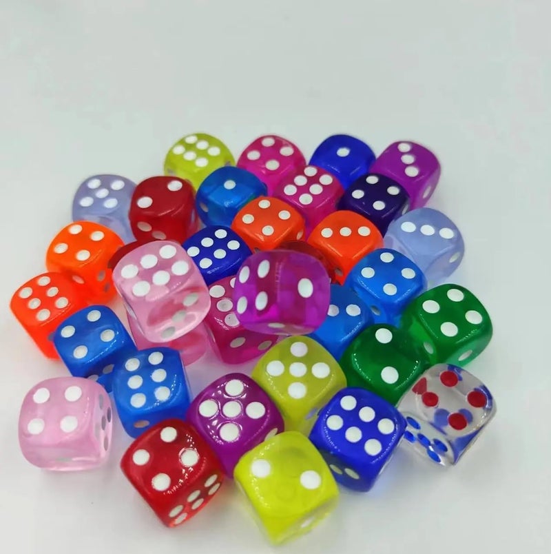 MSTY iSHARAA Pack of 30 DICE Six Sided D6 Dice for Playing Board Game and Poker Chip Set Game Transparent Dice - Image 3