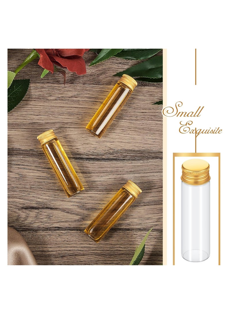 SYOSI 100 Pcs Vials Clear Mini Glass Bottles, Tiny Jars with Screw Aluminum Metal Cap, Empty Small Bottles with Lids, DIY Sample Containers for Powder Cream Cosmetic Jewelry Wedding (Gold Caps, 20 ml) - Image 5