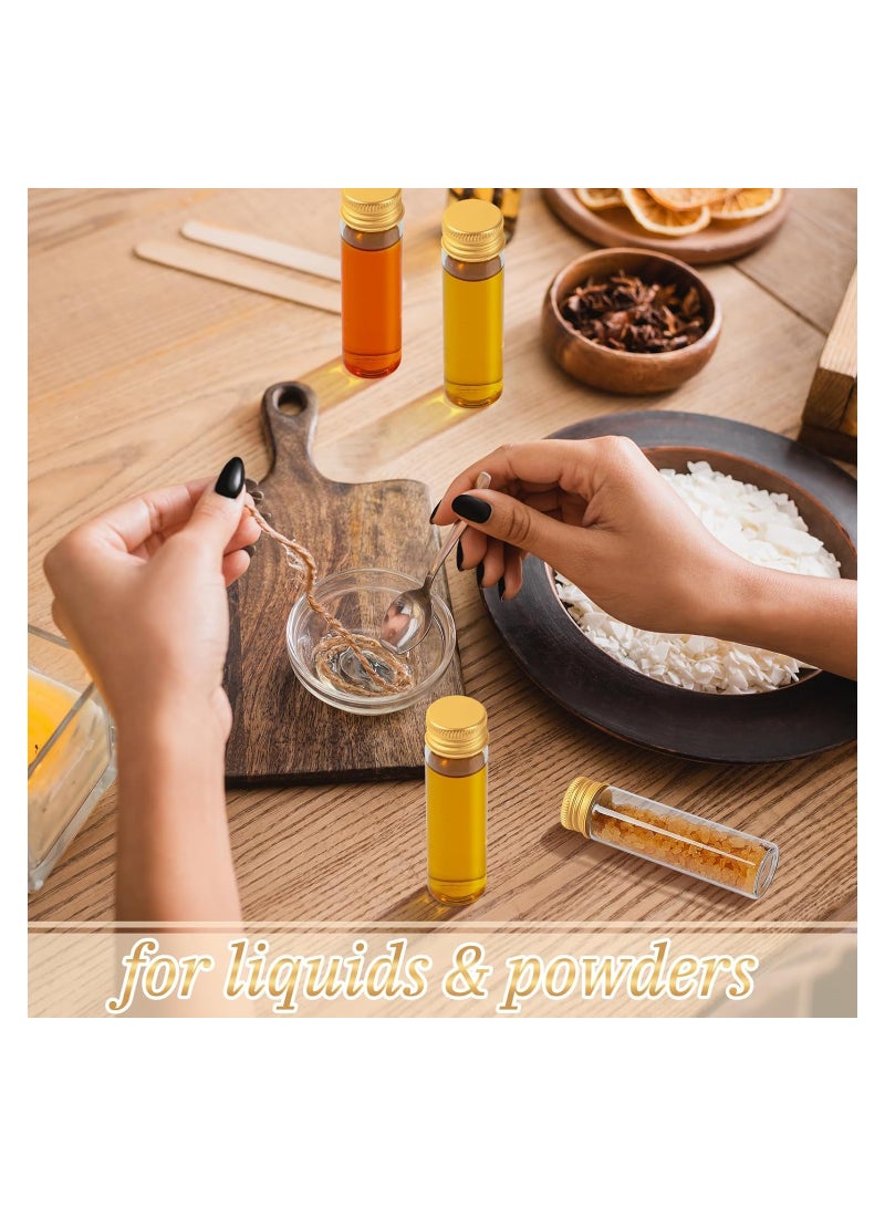 SYOSI 100 Pcs Vials Clear Mini Glass Bottles, Tiny Jars with Screw Aluminum Metal Cap, Empty Small Bottles with Lids, DIY Sample Containers for Powder Cream Cosmetic Jewelry Wedding (Gold Caps, 20 ml) - Image 4