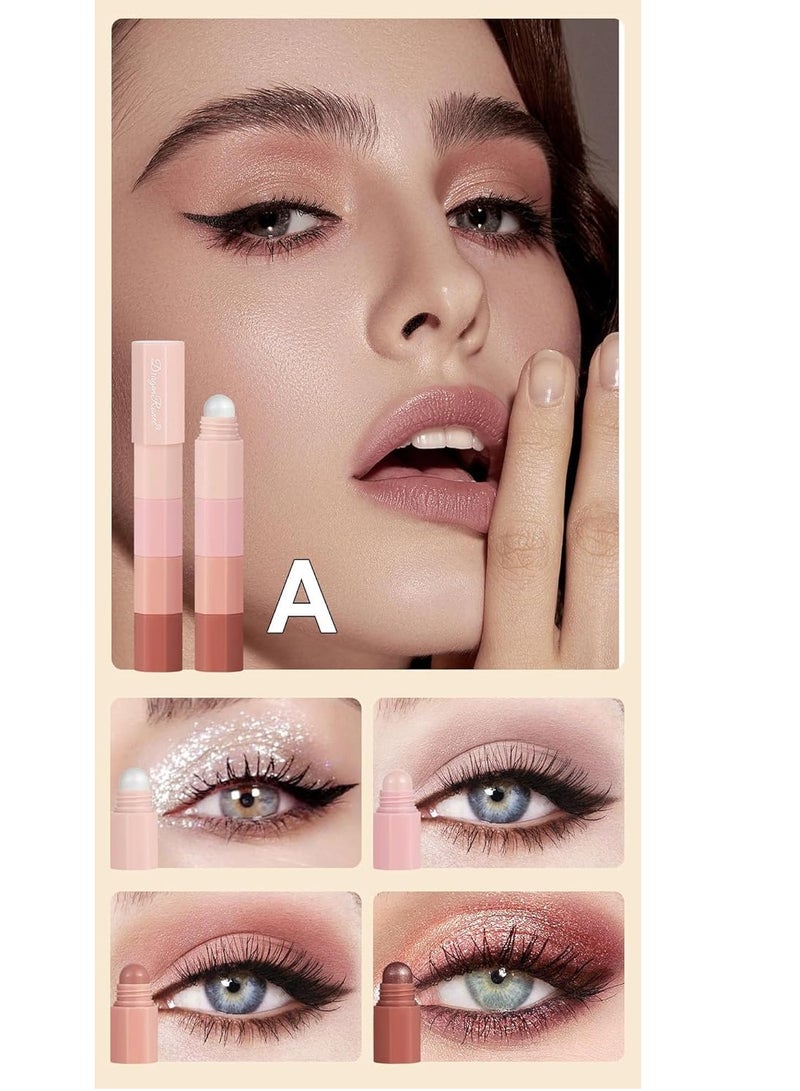 Dragon Ranee 4-in-1 Nude Cream Eyeshadow Stick, Matte Eye Shadow Face & Eye Highlighter Pen, Matte Nude Eye Makeup, Highly Pigmented Eyeshadow, Perfect Gifts For Women - Image 2