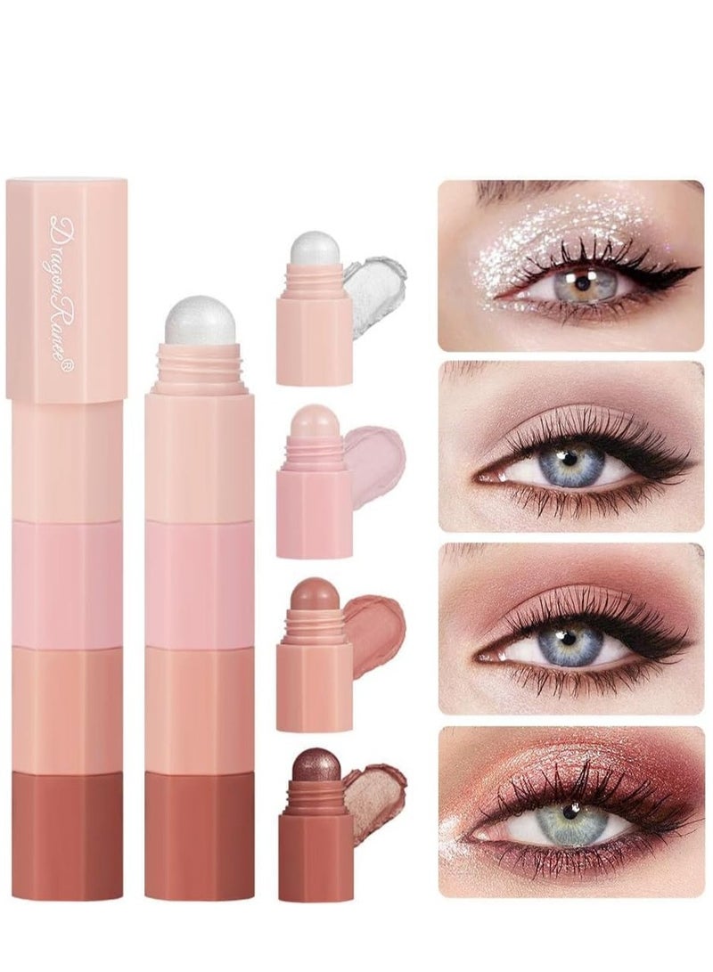 Dragon Ranee 4-in-1 Nude Cream Eyeshadow Stick, Matte Eye Shadow Face & Eye Highlighter Pen, Matte Nude Eye Makeup, Highly Pigmented Eyeshadow, Perfect Gifts For Women - Image 1