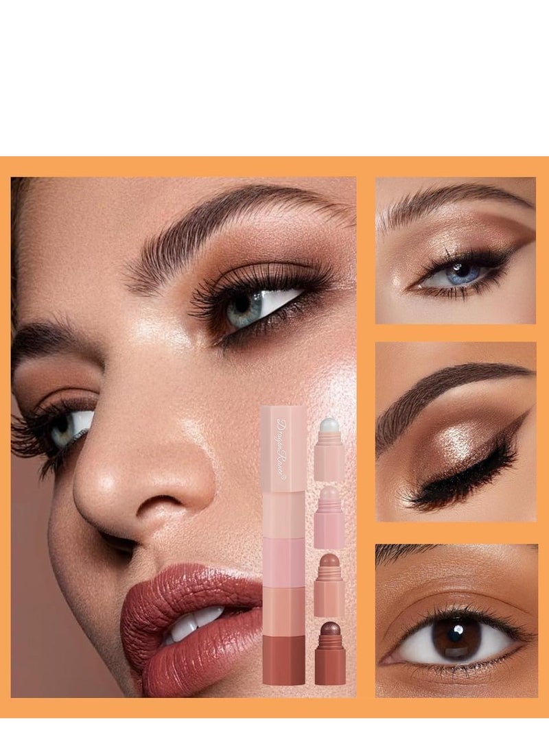 Dragon Ranee 4-in-1 Nude Cream Eyeshadow Stick, Matte Eye Shadow Face & Eye Highlighter Pen, Matte Nude Eye Makeup, Highly Pigmented Eyeshadow, Perfect Gifts For Women - Image 3