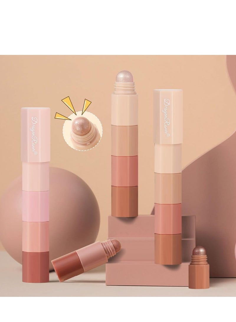 Dragon Ranee 4-in-1 Nude Cream Eyeshadow Stick, Matte Eye Shadow Face & Eye Highlighter Pen, Matte Nude Eye Makeup, Highly Pigmented Eyeshadow, Perfect Gifts For Women - Image 5