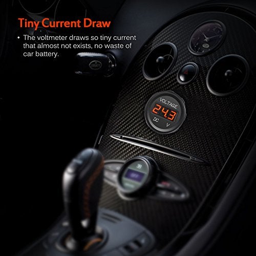 MICTUNING ميكتونينغ J0001L فولت متر (DC 12V عرض رقمي LED مقاوم للماء للقوارب والمركبات البحرية والدراجات النارية والشاحنات وATV وUTV والسيارات والمخيمات والقوافل، لوحة دائرية رقمية حمراء) - Image 2