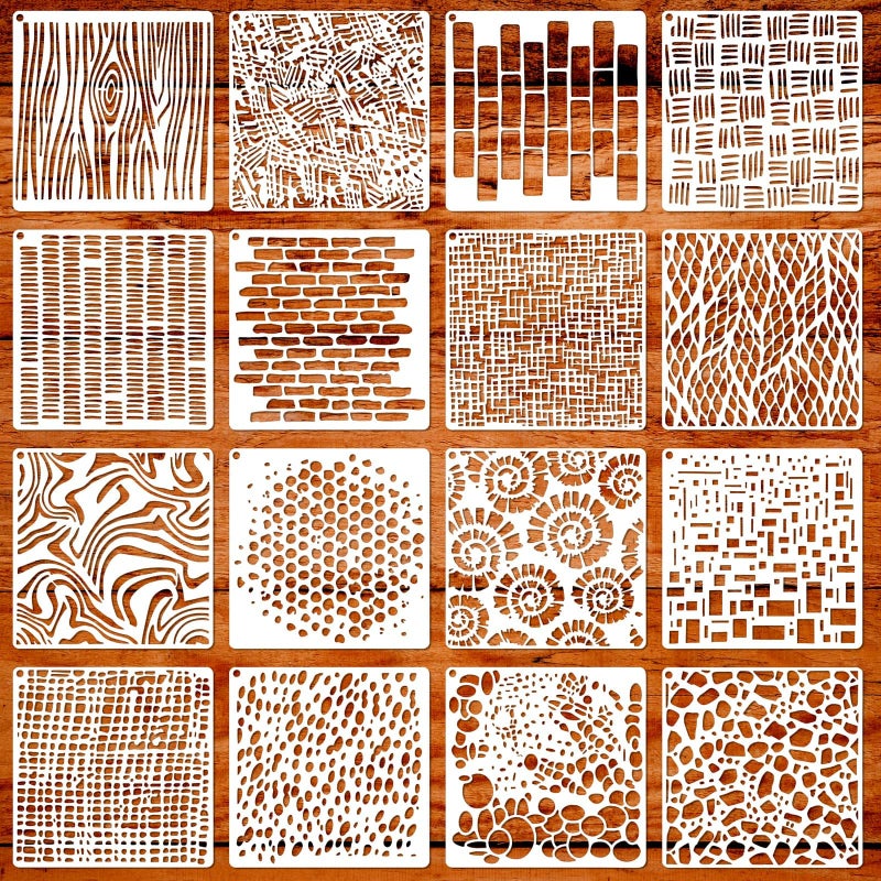Felixcraft 16PCS Geometric Stencils for Painting, Reusable Abstract Layering Stencils for Crafts Reusable on Wood, Furniture, Floor, Drawing Templates for Card Making, Cake Decorating, Rock Painting - Image 1