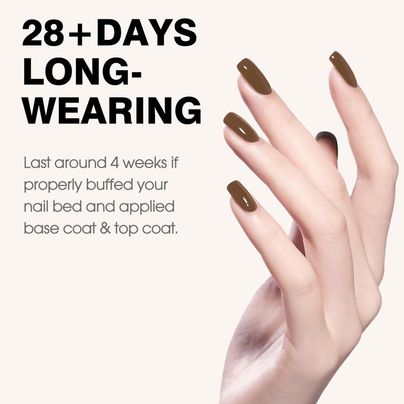 CANNI Dark Brown Gel Polish, 1Pcs Brown Nail Polish Gel High Gloss Soak Off UV French Manicure Salon DIY - Image 3