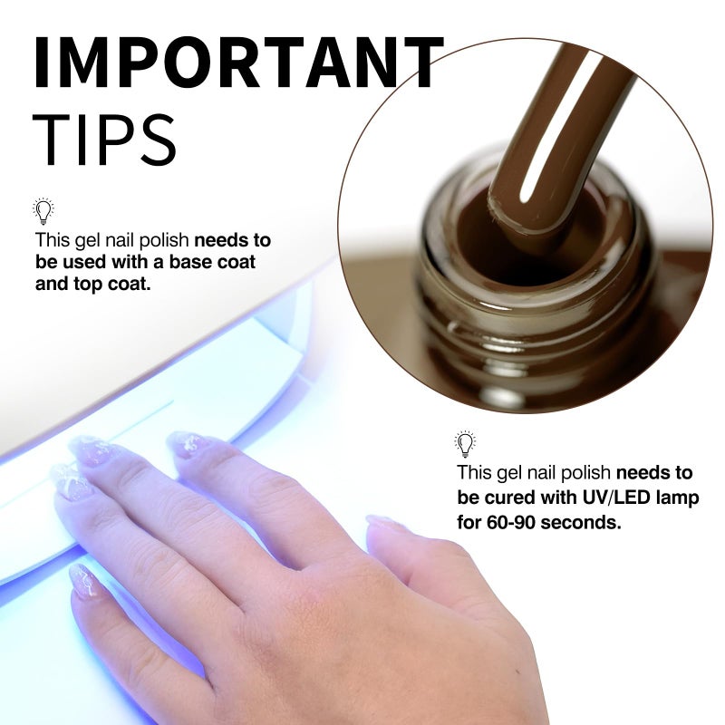 CANNI Dark Brown Gel Polish, 1Pcs Brown Nail Polish Gel High Gloss Soak Off UV French Manicure Salon DIY - Image 4