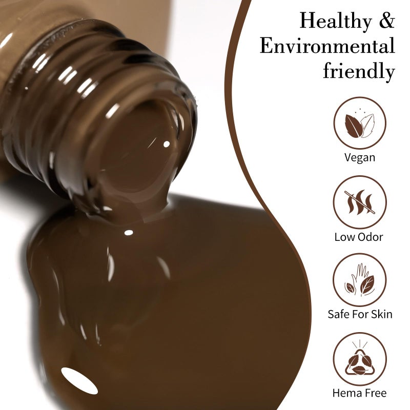 CANNI Dark Brown Gel Polish, 1Pcs Brown Nail Polish Gel High Gloss Soak Off UV French Manicure Salon DIY - Image 2